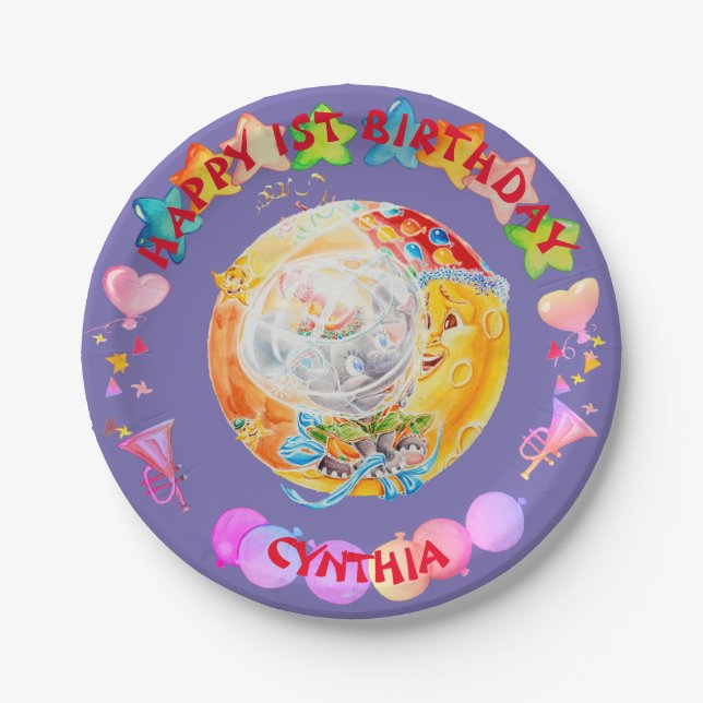 Prato De Papel Pequenas Meninas Personalizaram Placas De Papel De (Frente)