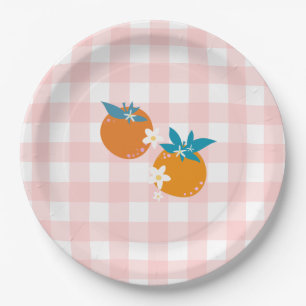 Prato De Papel Pequenas Pratas de Gingham Rosa-Cutie