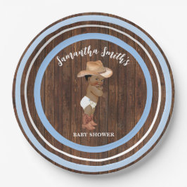 Prato De Papel Pequeno Abebebezinho Chá de fraldas Azul Ocidental