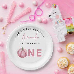 Prato De Papel Pequeno Abóbora Primeiro Festa de Aniversário