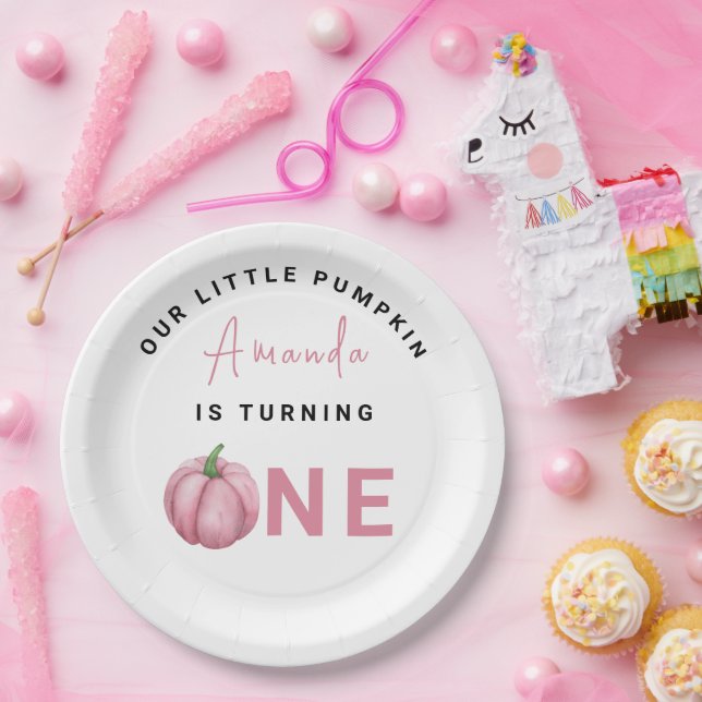 Prato De Papel Pequeno Abóbora Primeiro Festa de Aniversário (Festa)