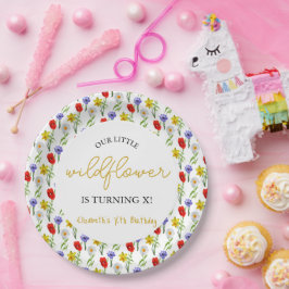 Prato De Papel Pequeno Aniversário de criança de flor selvagem
