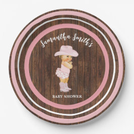 Prato De Papel Pequeno Bebê - Chá de fraldas Rosa Ocidental