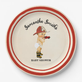 Prato De Papel Pequeno Chá de fraldas de Bombeiros