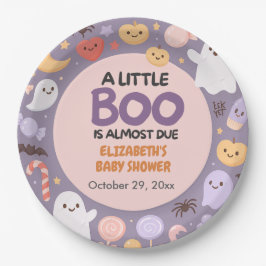 Prato De Papel Pequeno chá de fraldas de Boo Halloween
