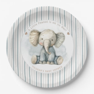 Prato De Papel Pequeno Chá de fraldas de Elefante Azul de Amendoi