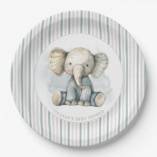 Prato De Papel Pequeno Chá de fraldas de Elefante Azul de Amendoi