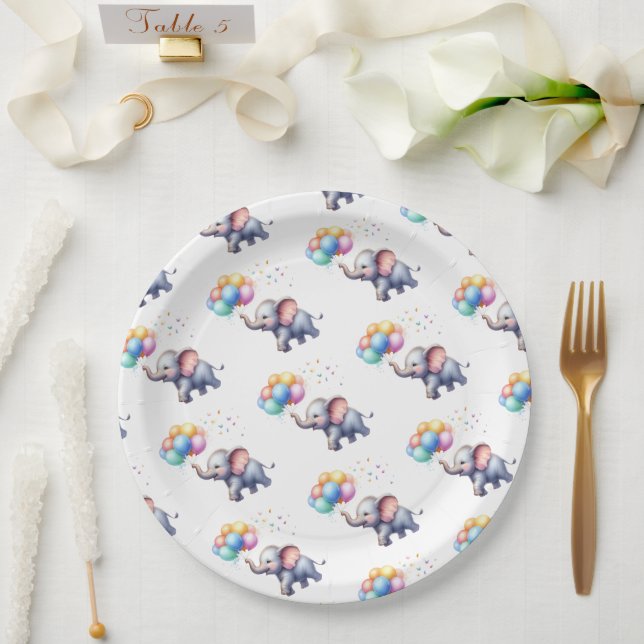 Prato De Papel Pequeno chá de fraldas de elefante para bebês de a (Casamento)