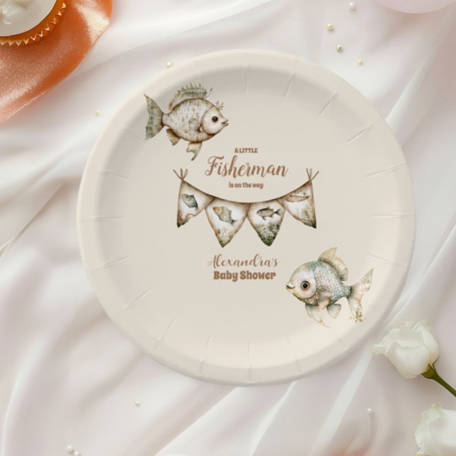 Prato De Papel Pequeno Chá de fraldas de Pesca do Pescador (Criador carregado)