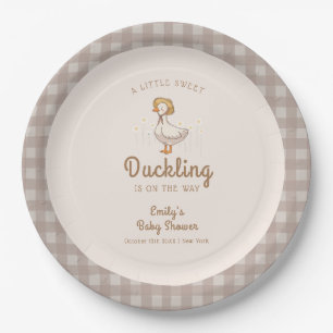 Prato De Papel Pequeno Chá de fraldas Gingham da Fazenda de Duckh