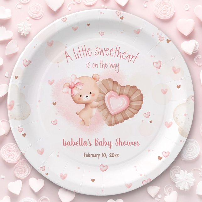 Prato De Papel Pequeno Chá de fraldas Rosa (Little Sweetheart Pink Baby Shower Paper Plates)