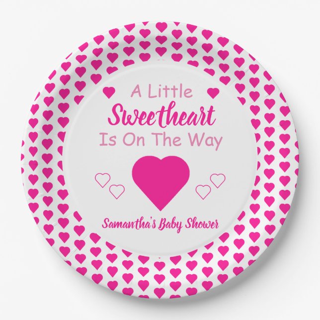 Prato De Papel Pequeno Chá de fraldas Swetheart (Frente)
