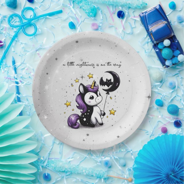Prato De Papel Pequeno Chá de fraldas Unicorn (Festa)