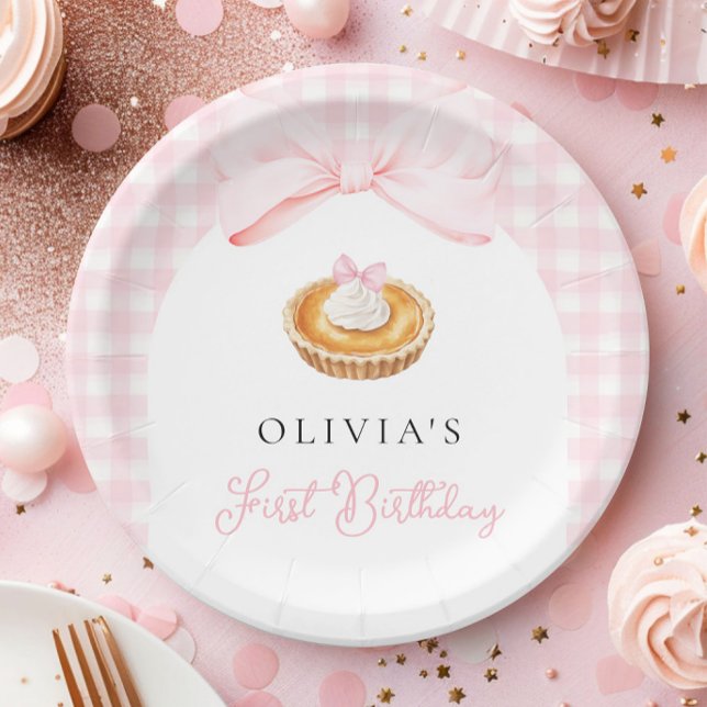 Prato De Papel Pequeno Cutie Pie Coquette Primeiro Aniversário (Criador carregado)