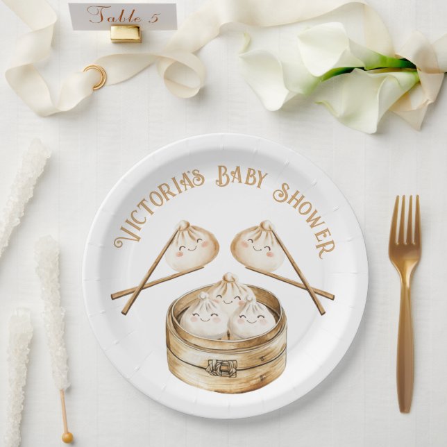 Prato De Papel Pequeno Dim Escuro Soma Chá de fraldas Neutro de G (Casamento)