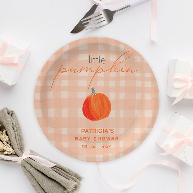 Prato De Papel Pequeno Gênero da Bomba Chá de fraldas Neutro (Little Pumpkin Gender Neutral Fall Baby Shower Paper Plates)