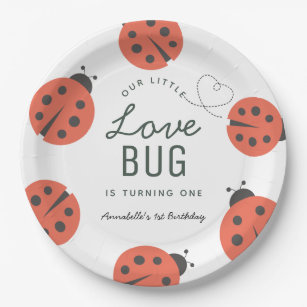Prato De Papel Pequeno Inseto de Amor Ladybug Papelão