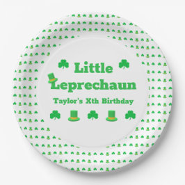 Prato De Papel Pequeno Leprechaun Birthday