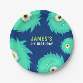 Prato De Papel Pequeno Monstro Azul