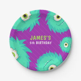 Prato De Papel Pequeno Monstro Roxo