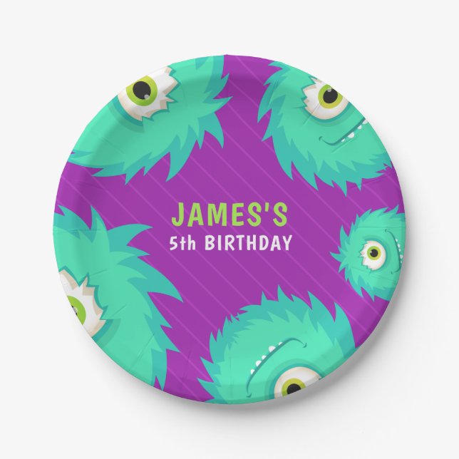 Prato De Papel Pequeno Monstro Roxo (Frente)