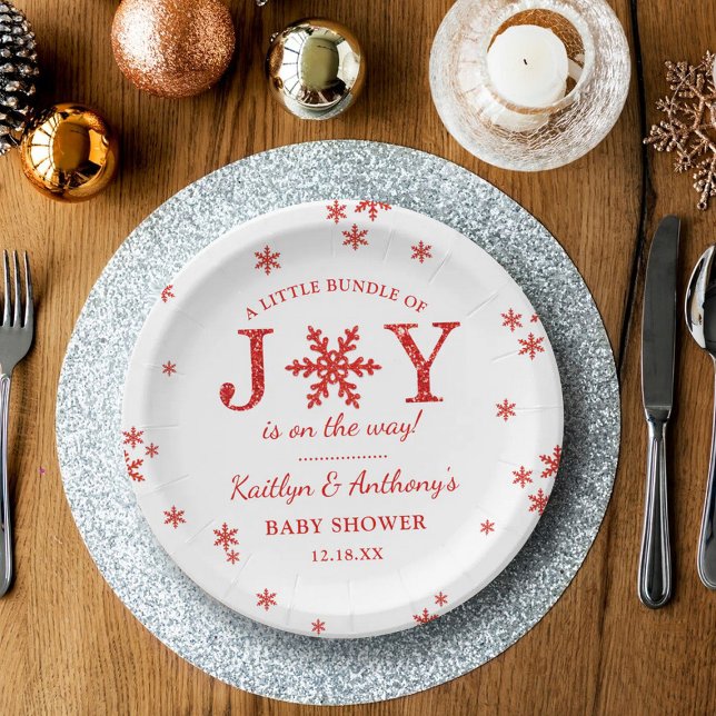 Prato De Papel Pequeno Pacote De Alegria Chá de fraldas De Natal (Criador carregado)