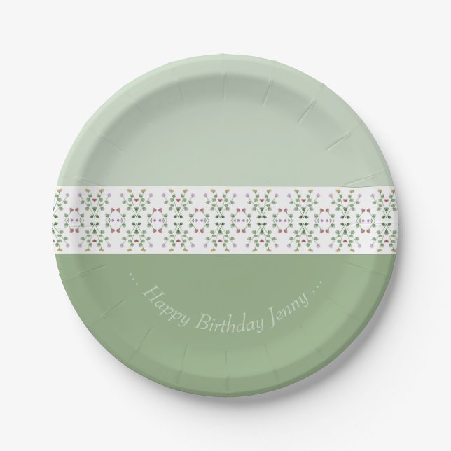 Prato De Papel Pequeno Padrão Acentuado Floral (Frente)