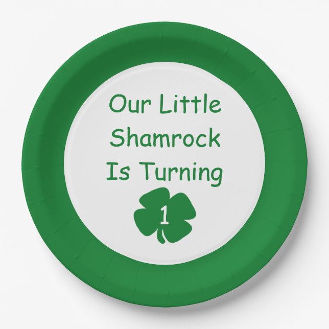 Prato De Papel Pequeno primeiro aniversario de Shamrock (Frente)