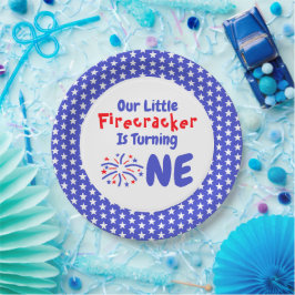 Prato De Papel Pequeno primeiro aniversario Firecracker