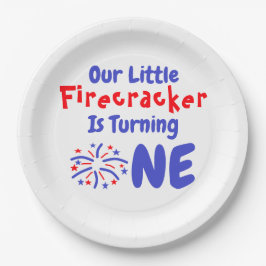 Prato De Papel Pequeno primeiro aniversario Firecracker