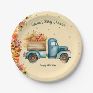 Prato De Papel Pequeno Pumpkin Vintage Truck Sunflower Theme