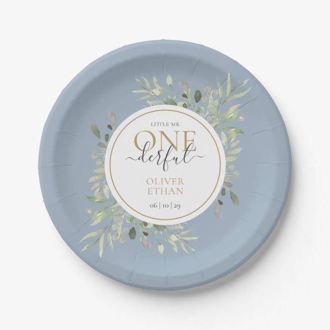 Prato De Papel Pequeno Sr. ONEMaravilhoso, Primeiro Aniversário A (Frente)