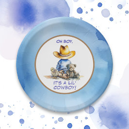 Prato De Papel Pequeno Vaqueiro Que Pensava Chá de fraldas