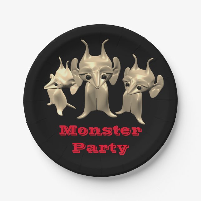 Prato De Papel Pequenos marcianos, personalizados para crianças. (Frente)