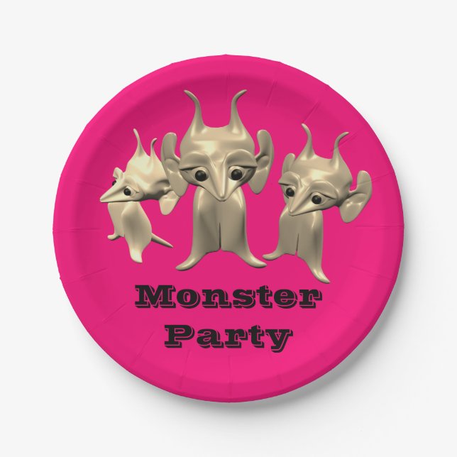 Prato De Papel Pequenos marcianos, personalizados para crianças. (Frente)