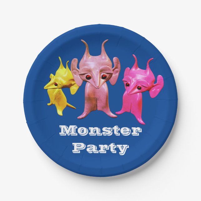 Prato De Papel Pequenos marcianos, personalizados para crianças. (Frente)