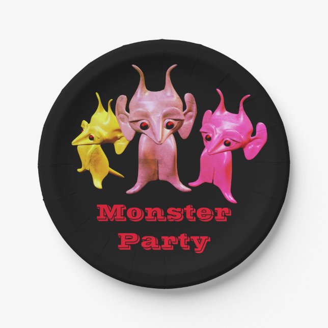 Prato De Papel Pequenos marcianos, personalizados para crianças. (Frente)