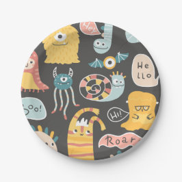 Prato De Papel Pequenos Monstros Bonitos