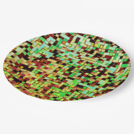 Prato De Papel Pequenos quadrados ou azulejos, verdes e castanhos