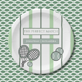 Prato De Papel Perfect Match Tennis Couples Bridal Shower