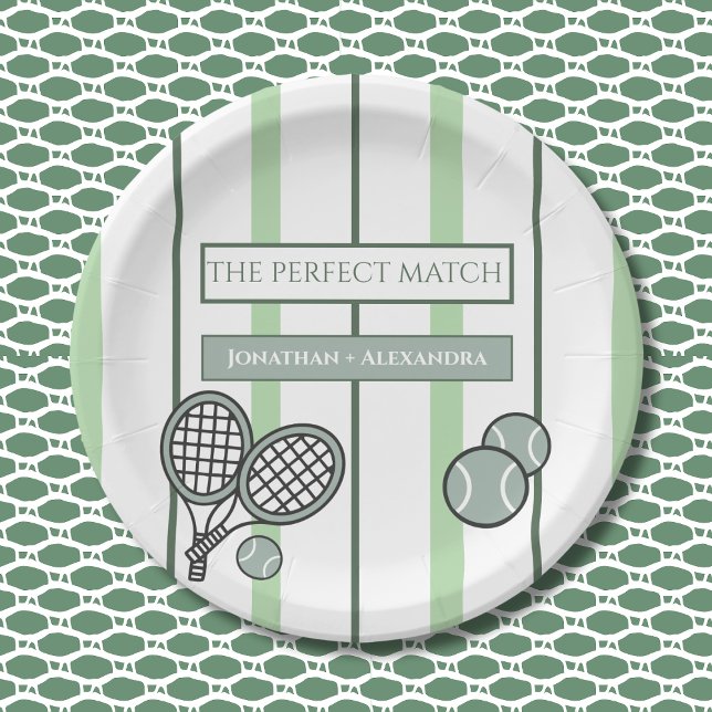Prato De Papel Perfect Match Tennis Couples Bridal Shower (Criador carregado)