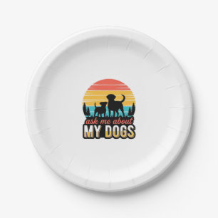 Prato De Papel Pergunte-me sobre meu design de amante de cães vin