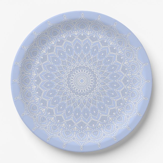 Prato De Papel Periwinkle Mandala - Bora em Juniper Berry (Frente)