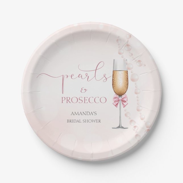Prato De Papel Pérolas e Chá de panela Rosa Prosecco (Frente)