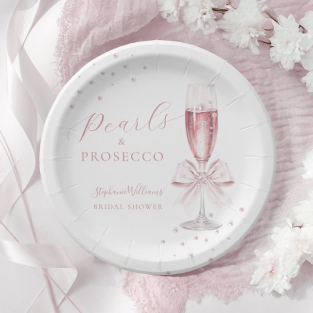 Prato De Papel Pérolas e Chá de panela Rosa Prosecco (Criador carregado)