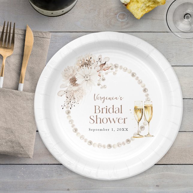 Prato de Papel Pérolas e Prosecco (Pearls and Prosecco Paper Plate
)