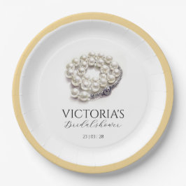 Prato De Papel Pérolas Elegantes e Chá de panela Prosecco