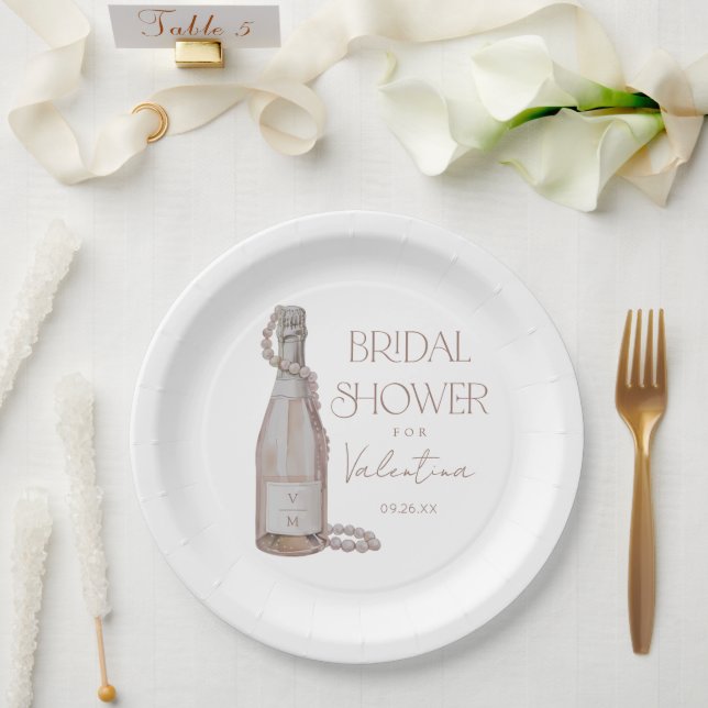 Prato De Papel Pérolas Personalizadas + Chá de panela Prosecco (Casamento)