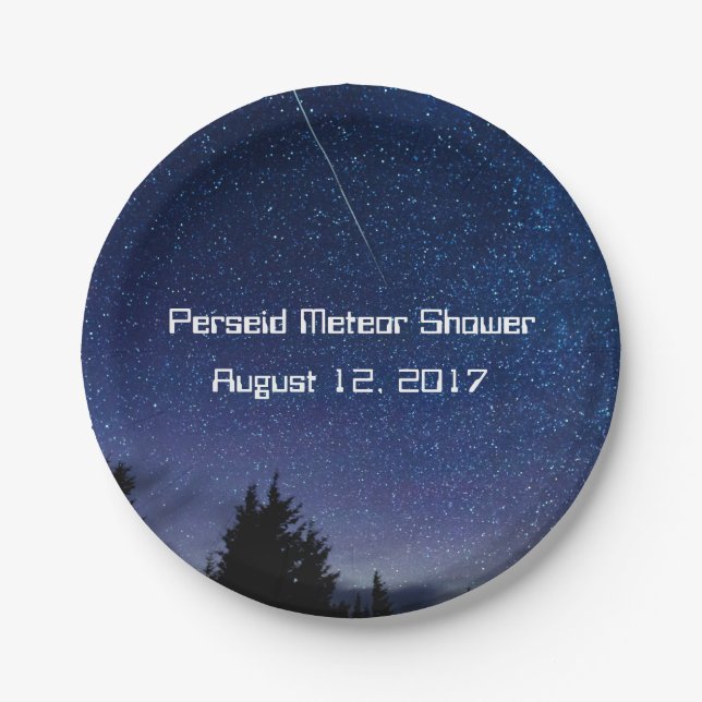 Prato De Papel Perseid Meteor Chá 2017 (Frente)