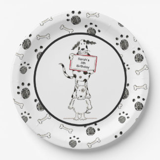 Prato De Papel Personalised Cute Dog Acrobats Birthday